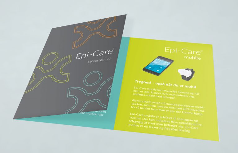 Brochure. Folder til Epi-Care produkter. Messe og grafisk design fra Brave