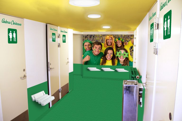 Lækre skoletoiletter. Design af nye skoletoiletter. Renovering af skoletoiletter. Her Gårdtoilet Banen fra Frederiksberg Kommune. Flotte skoletoiletter. Inspiration til nye skoletoiletter. Fremtidens skoletoiletter.